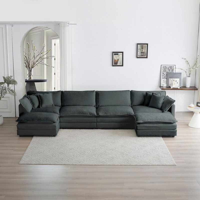 Canapé Comfort U, Gris chenille