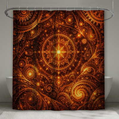 Rideaux de douche complexes extra-longs à motif de fractales Mandala