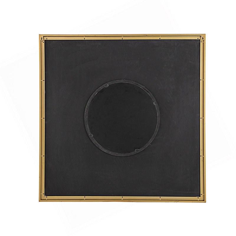 Square Carved Mirror With Pleated Design, Neutral Colorway Wall Decor, Gold/Brown