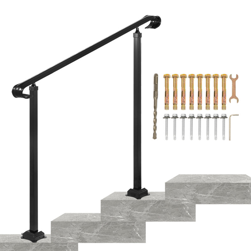 Hand Rails for Outdoor Steps, Wrought Iron Railing, Porch and Stair Railing Kit, 38" H x 47.2" W x 6.3" D