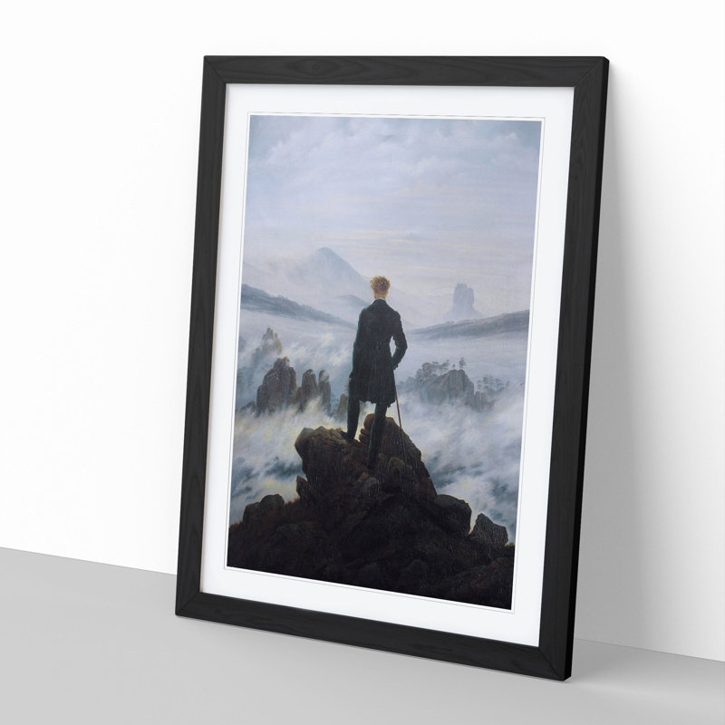 Wanderer Above the Sea of Fog Vol.2 by Caspar David Friedrich - Picture Frame Painting, Black, 36cm H x 27cm W x 2cm D