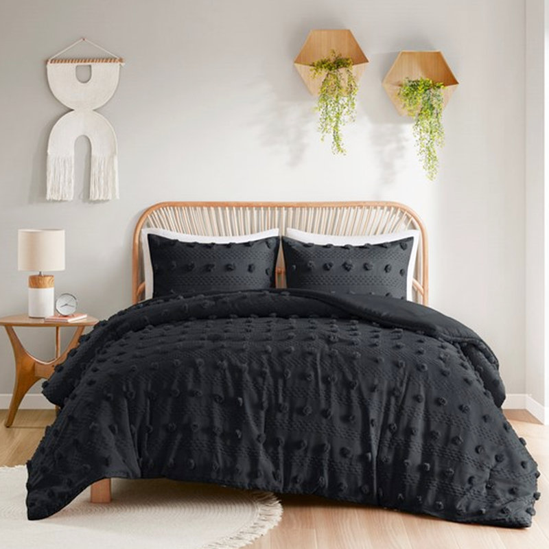 Édredon - Literie intérieure,, Édredon double / grand + 2 taies décoratives sta, Noir