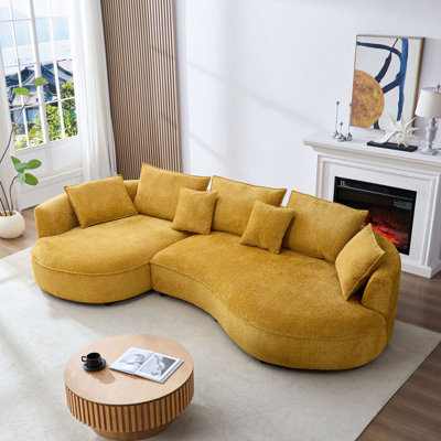 Canapé modulaire surdimensionné, canapé moderne avec méridienne, canapé incurvé confortable avec méridienne orientée vers la gauche JAUNE