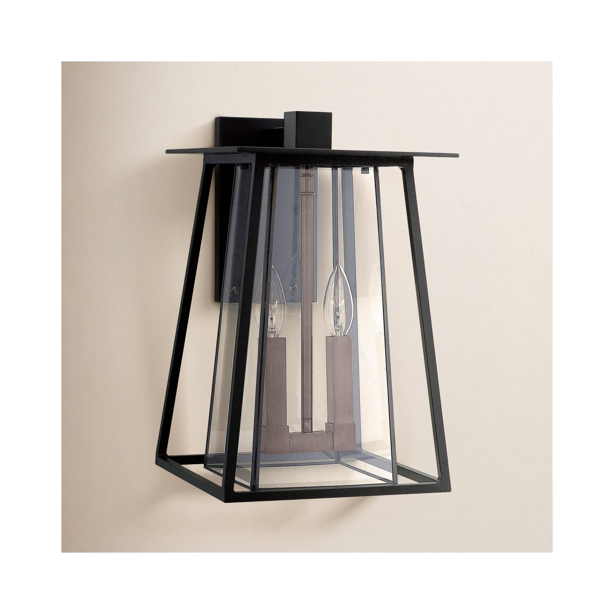 2 Light Bell Outdoor Wall Light, Black/Brown, Incandescent