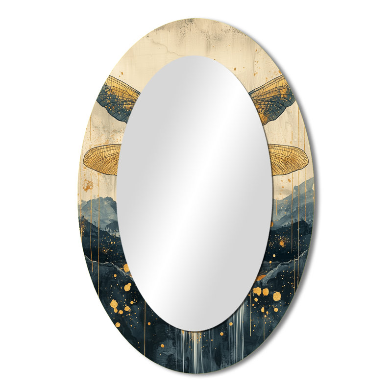 Dragon Whisper Of The Marsh - Gold Oval Wall Mirror Decor, 36" x 24"