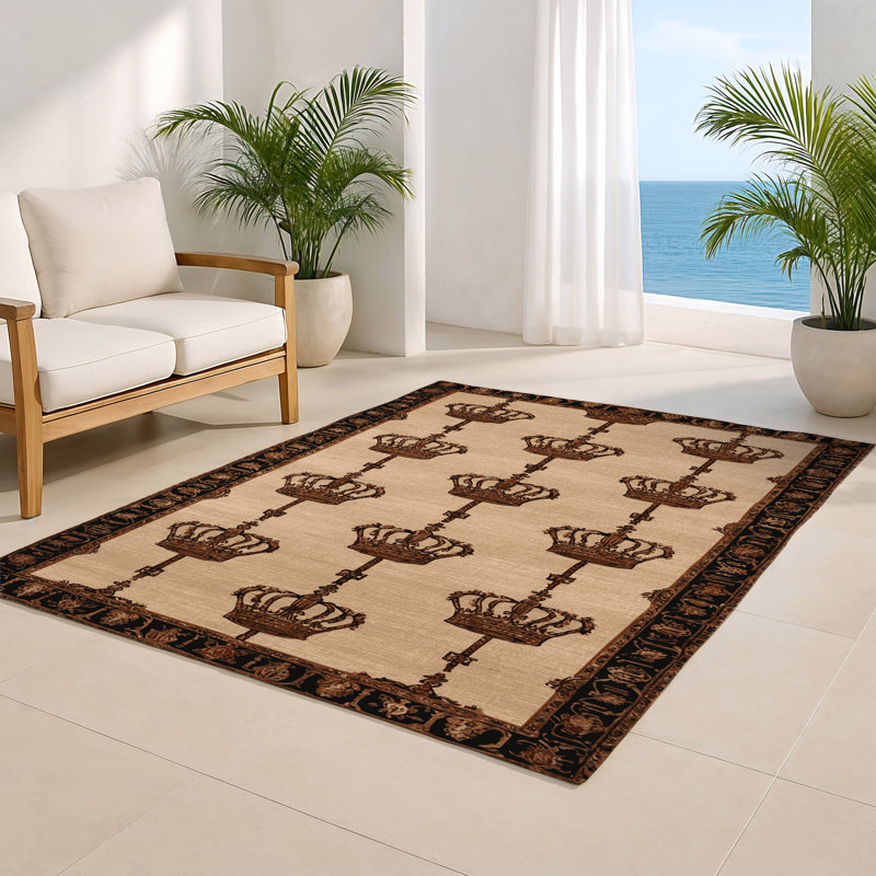 French Brown Indoor and Outdoor Area Rug, Rectangle 2' x 3'