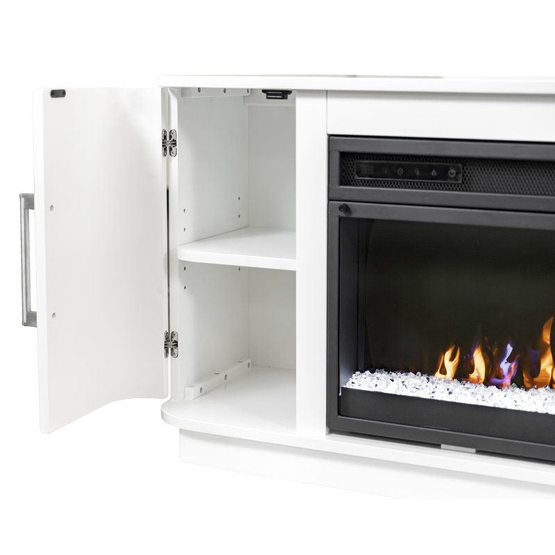 Console de foyer Jaclynn, meuble télé, meuble télé, entièrement assemblé, H 24 po x l 84 po x P 15 po, Blanc