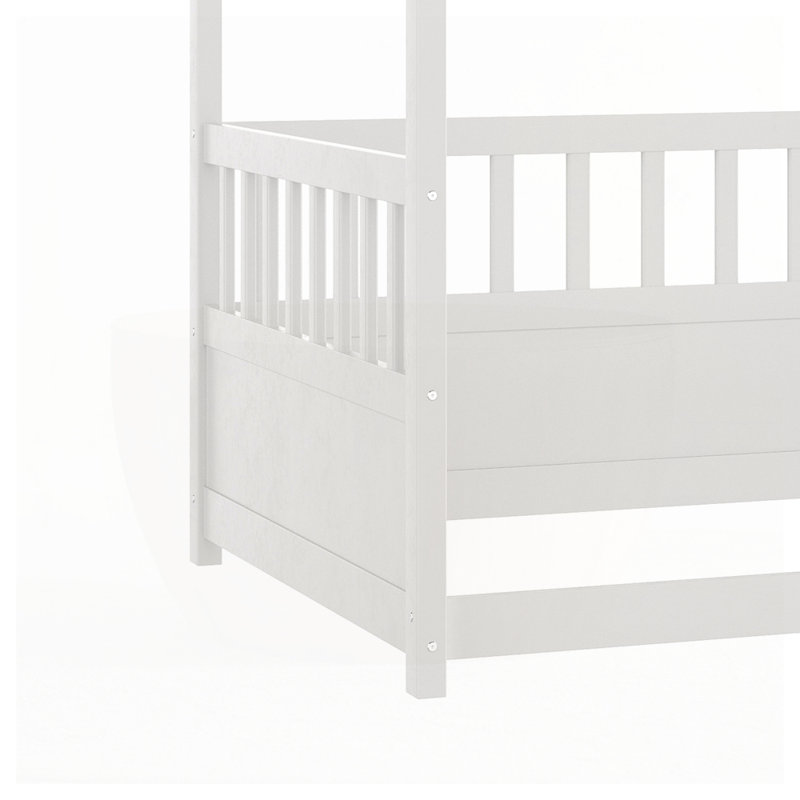 Wood Canopy Bed Frame, Twin, White