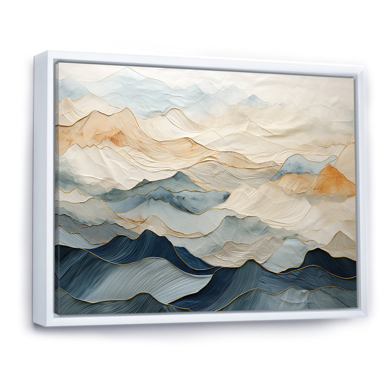 Majestic Mountain Peaks - montagnes, art mural, H 34 po x l 44 po, Reproduction avec cadre flottant, Blanc