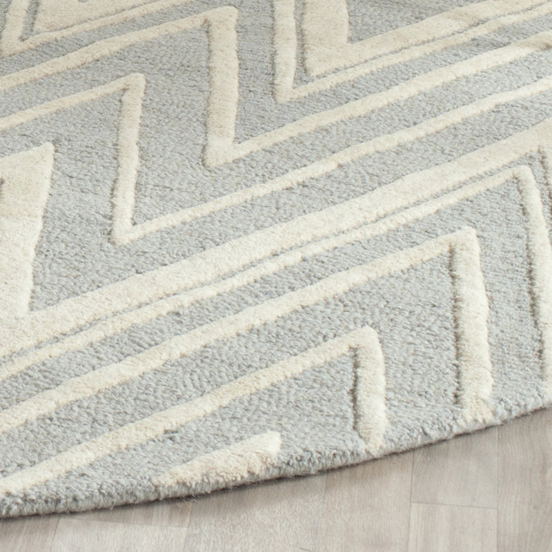 Sanyla Hand Tufted Wool Chevron Rug, Round 8'