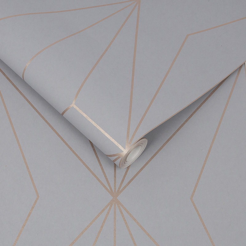 Papier peint géométrique Raelene, gris