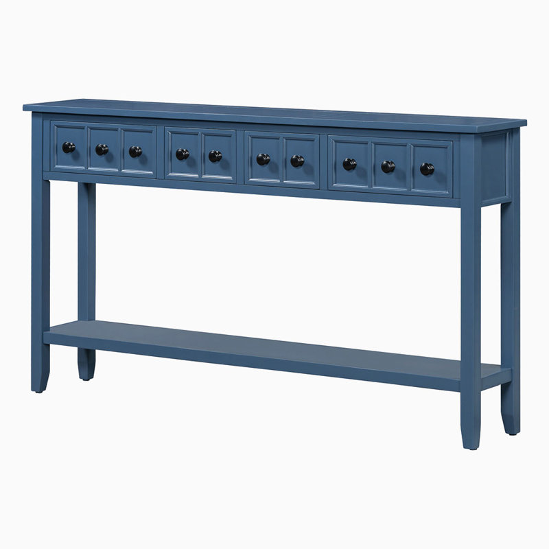 Tarsita Rustic Entryway Console Table Long Sofa Table with Drawers and Bottom Shelf Entryway Table, Antique Navy Duplicate