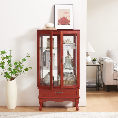 Elegant And Sophisticated Curio Cabinet With Adjustable Glass Shelves, Illuminated Display, And Ample Storage Space