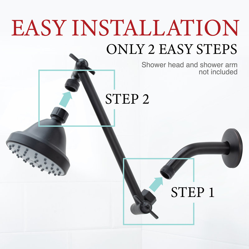 10" Shower Head Extender Arm, Black