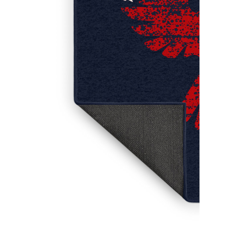 Soft Plush Faulk July 4Th Modern & Contemporary Abstract Area Rug in Gray – Navy Binding, 2x4