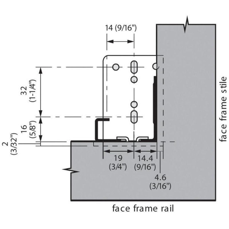 Support de fixation arrière tandem Blum 295.3550,01 pour glissière modèle 563