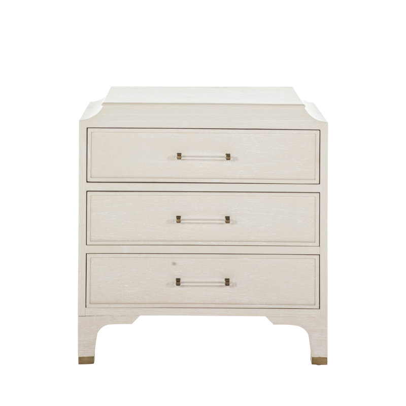 Alexandra 3 Drawer 32" W Solid Wood Chest, White