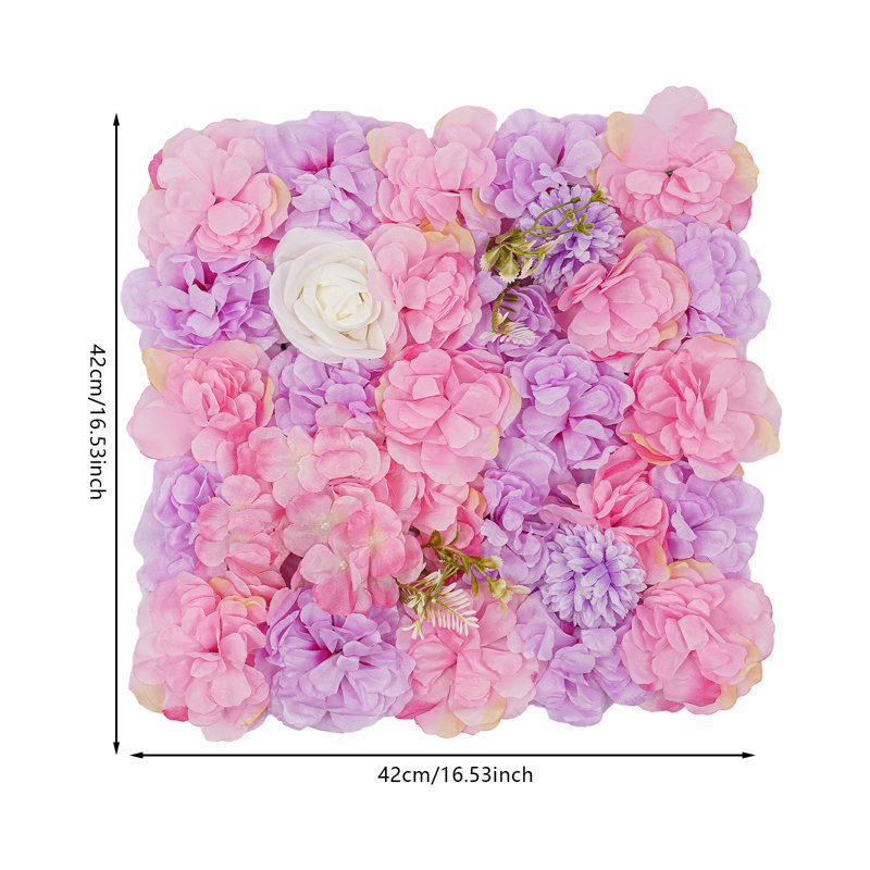 12 panneaux floraux artificiels, panneaux muraux de fleurs pour les paties d'anniversaire de mariage, Blanc / rose / mauve