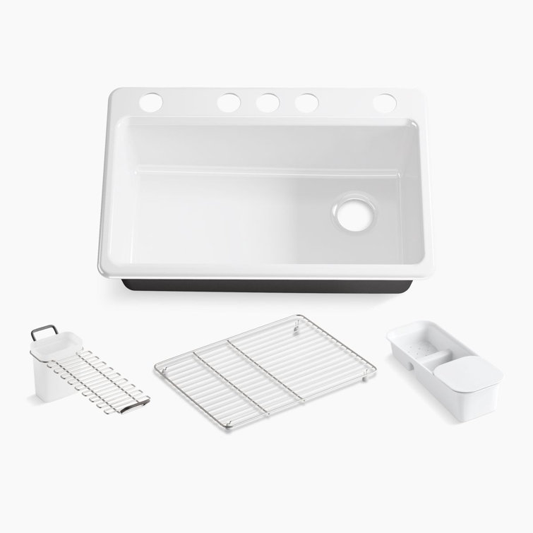 KOHLER River by 33 in. Undermount Single Bowl Dune Cast Iron Kitchen Sink