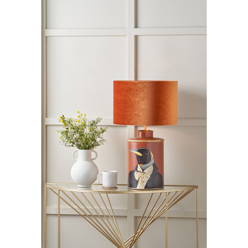 Bow 20cm H Velvet Drum Lamp Shade ( Clip On ), Orange, 26.5cm H x 40cm W x 40cm D