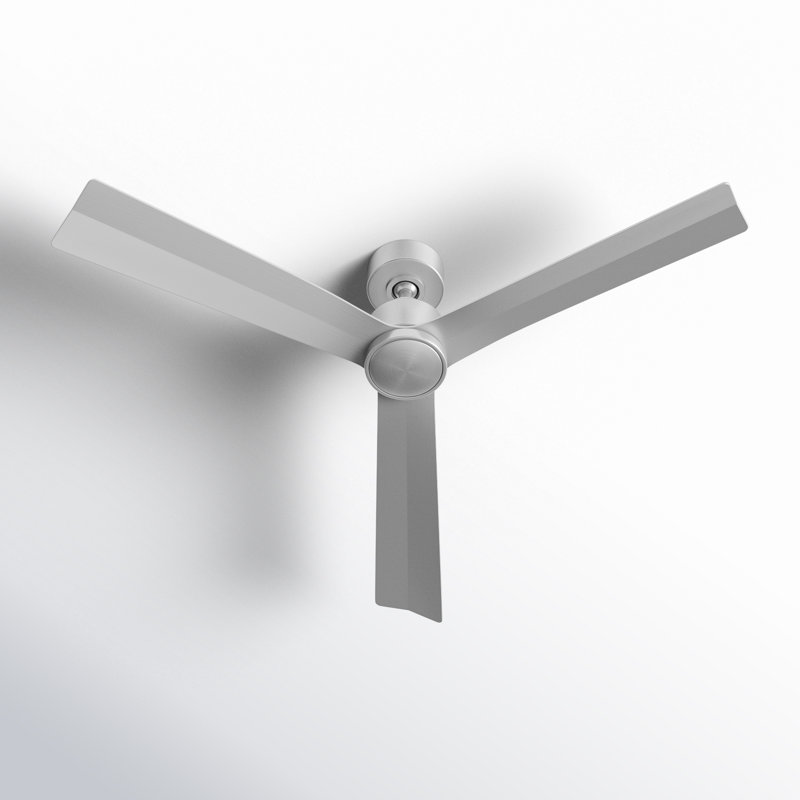 Ventilateur de plafond intelligent à 3 pales de 52 po avec télécommande incluse, Sans trousse d'éclairage, Aluminium brossé