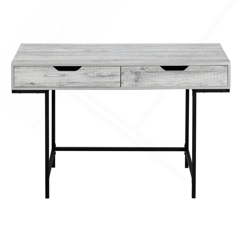 Bureau d'ordinateur, bureau personnel, ordinateur portable, tiroirs de rangement, L 48 po, bureau, stratifié gris, métal noir, contemporain