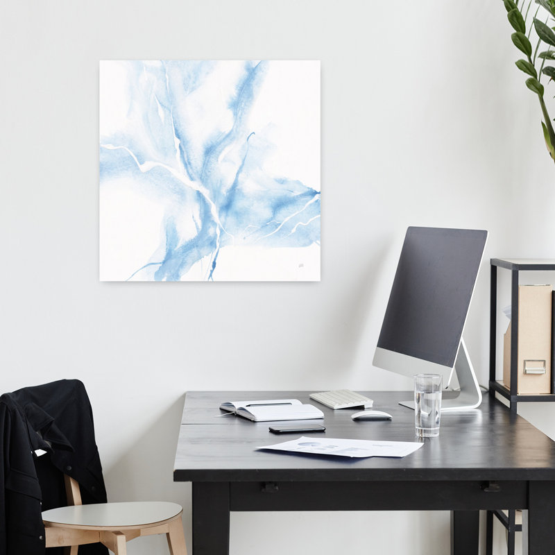 Marbre bleu III, art contemporain abstrait, H 18 po x l 18 po