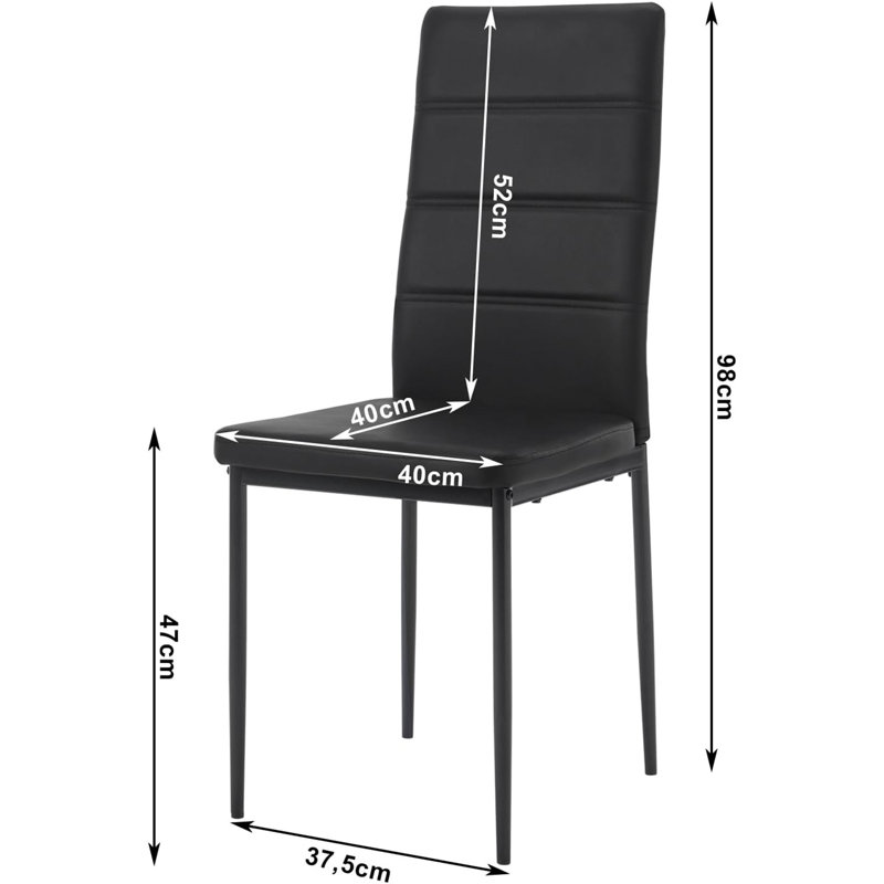 Obey 47 cm H Faux Leather Full Back Parsons Chair, Black
