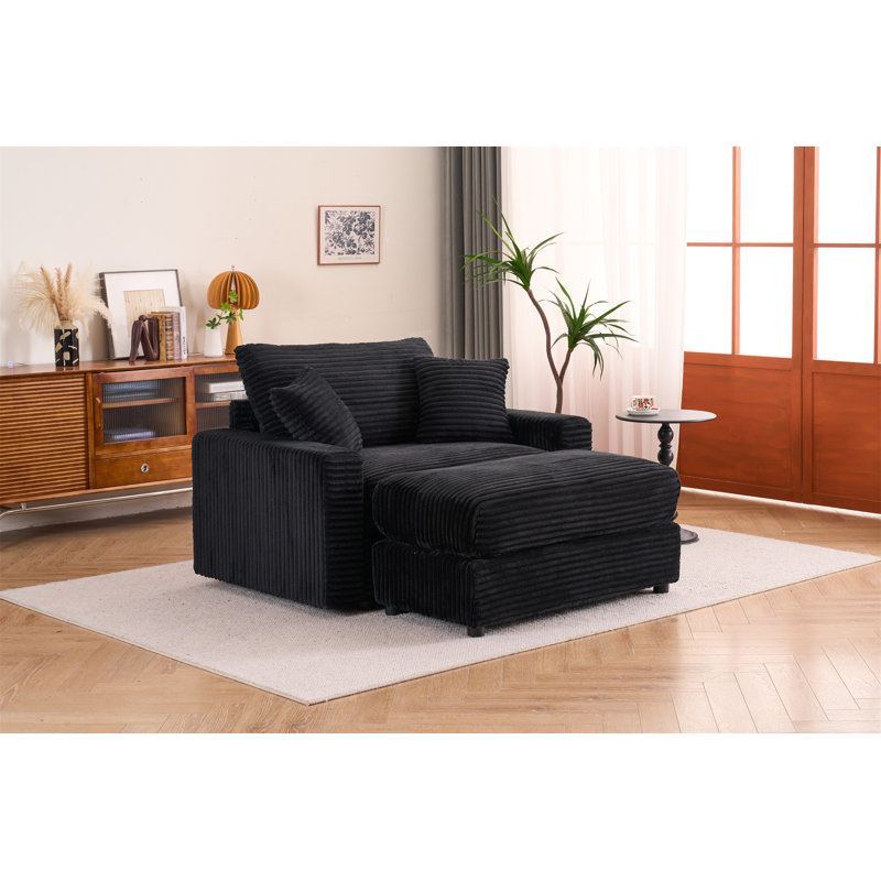 Fauteuil simple avec repose-pieds amovible, Noir
