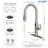 MASO Touchless Kitchen Faucet with Pull-Down Sprayer, Fahrenheit Temperature Display, 3 Spray Modes, 360° Swivel, Commercial Modern Faucet for RV, Farmhouse, Camper, Laundry & Bar, Brushed Nickel-125898336