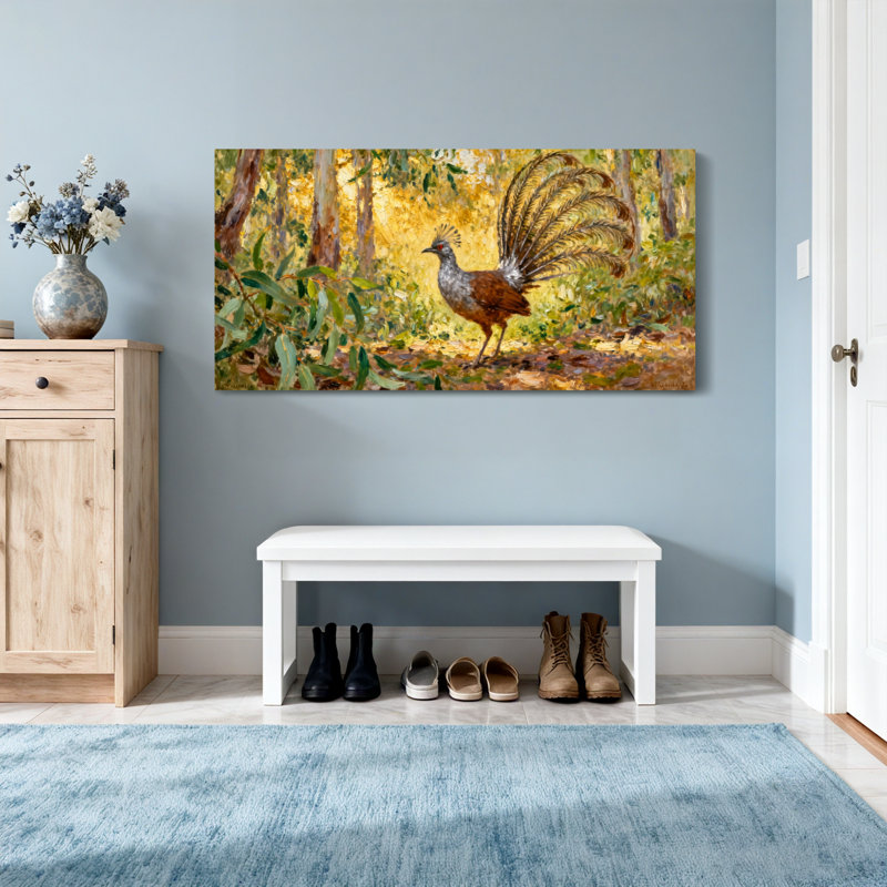 Reproduction d'art avec oiseaux australiens, 16" H x 32" W