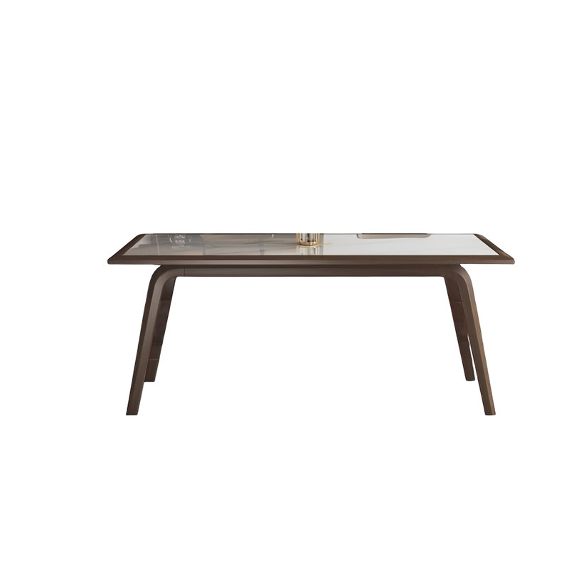 Modern Inset Rectangular Rock Slab Dining Table, 29.5"H x 70.8"L x 35.4"W