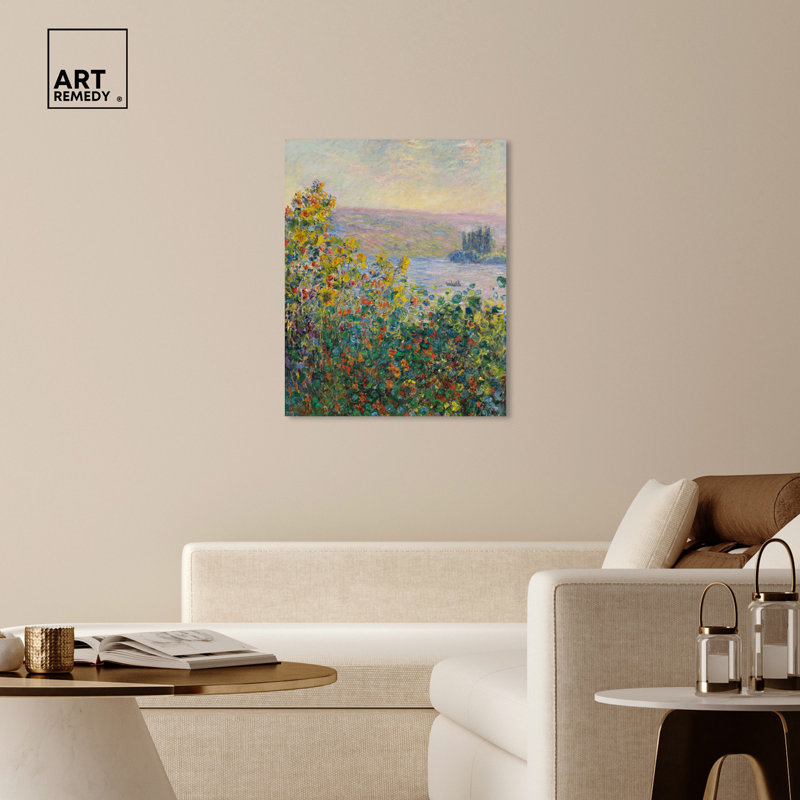 Flower Beds at Vetheuil Vintage Landscape Canvas Art, 16" x 20"