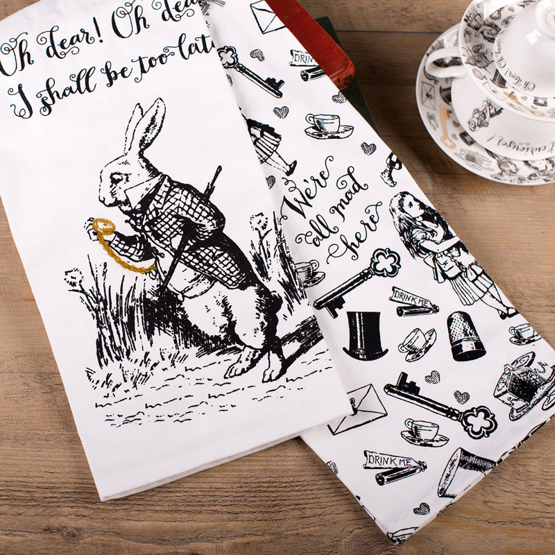 Alice In Wonderland Cotton Embroidered Tea Towel Kitchen Towel