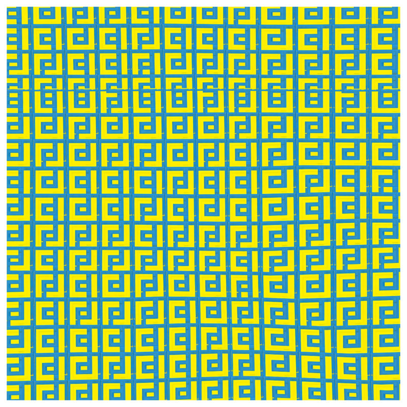 Édredon bleu, jaune et grec, Lit simple