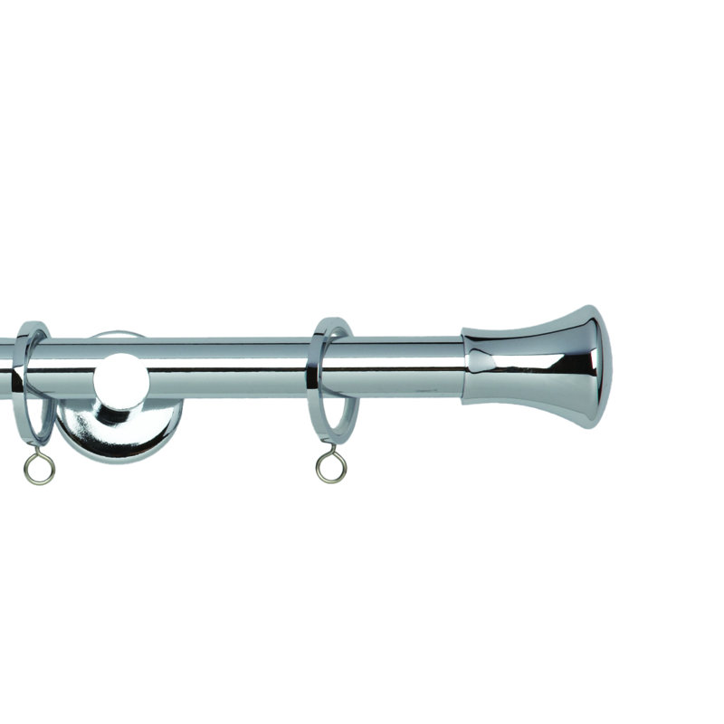 Single Curtain Pole, Chrome, 180cm W