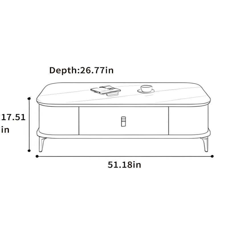 Table basse en pierre micro-cristalline, H 17,51 po x L 51,18 po x l 26,77 po