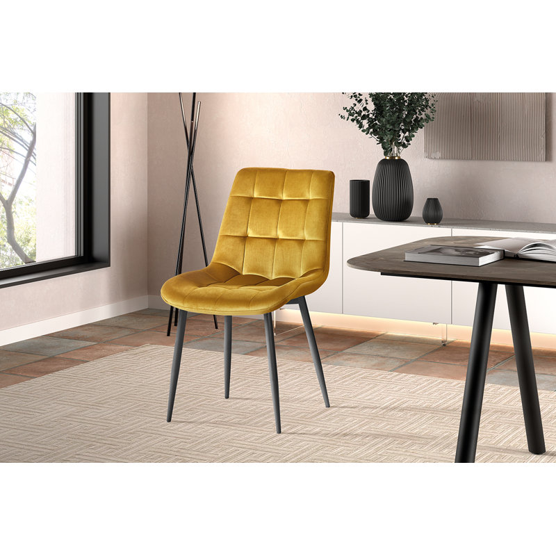 Greilickville 47cm H Polyester Upholstered Metal Side Chair, Gold