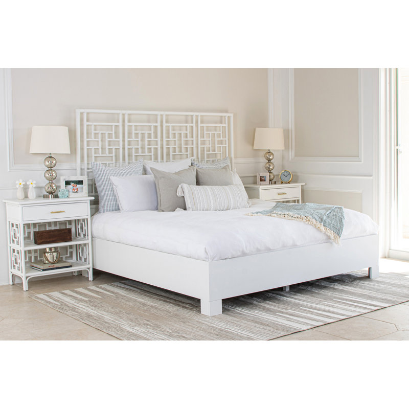 Ohana Wicker/Rattan Open-Frame Headboard, White, King