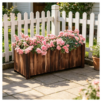 Boîte à fleurs rectangulaire en bois pour légumes et fleurs d'extérieur