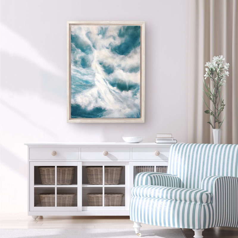 Coastal Retreat Underwater Clouds II by  - Floater Frame Print on Canvas, 40" H x 30" W x 2.375" D, Framed Canvas, Beige