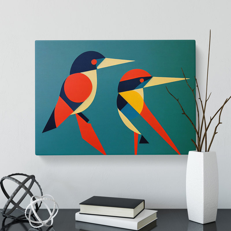 Kingfisher Bird Abstract Vol.1 - Wrapped Canvas, 40cm H x 60cm W x 3cm D