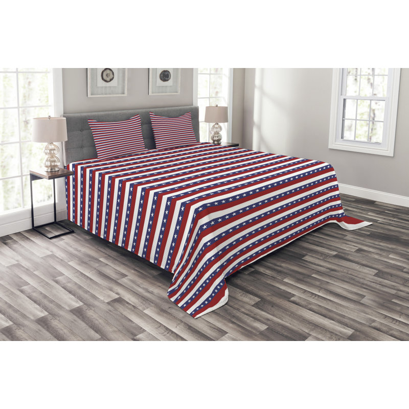 Afke Polyester Striped Bedspread with Pillow Shams, 220 x 264 cm Bedspread - 2 Shams