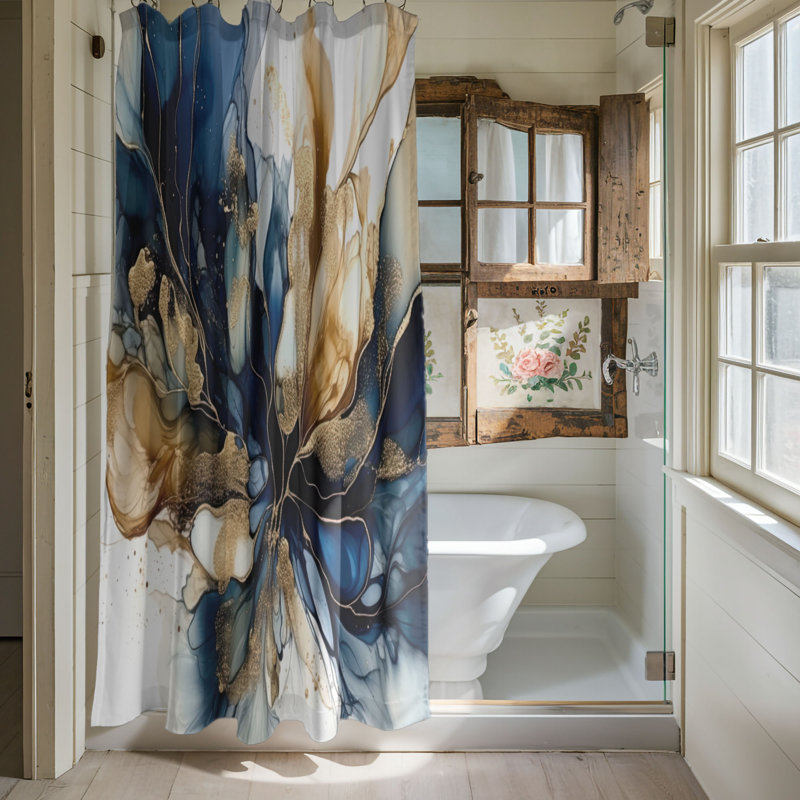 Regal Navy Reverie - Premium Shower Curtain, 74"H x 71"W