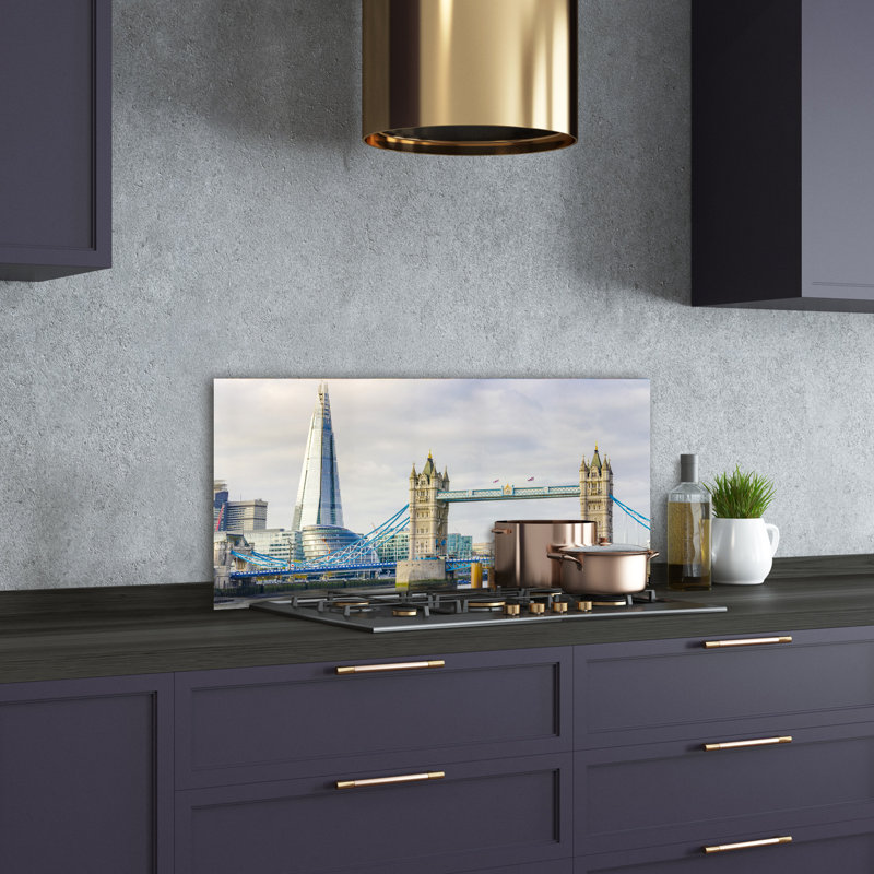 Aldonia Beige - River Thames London - No Frame Print on Glass