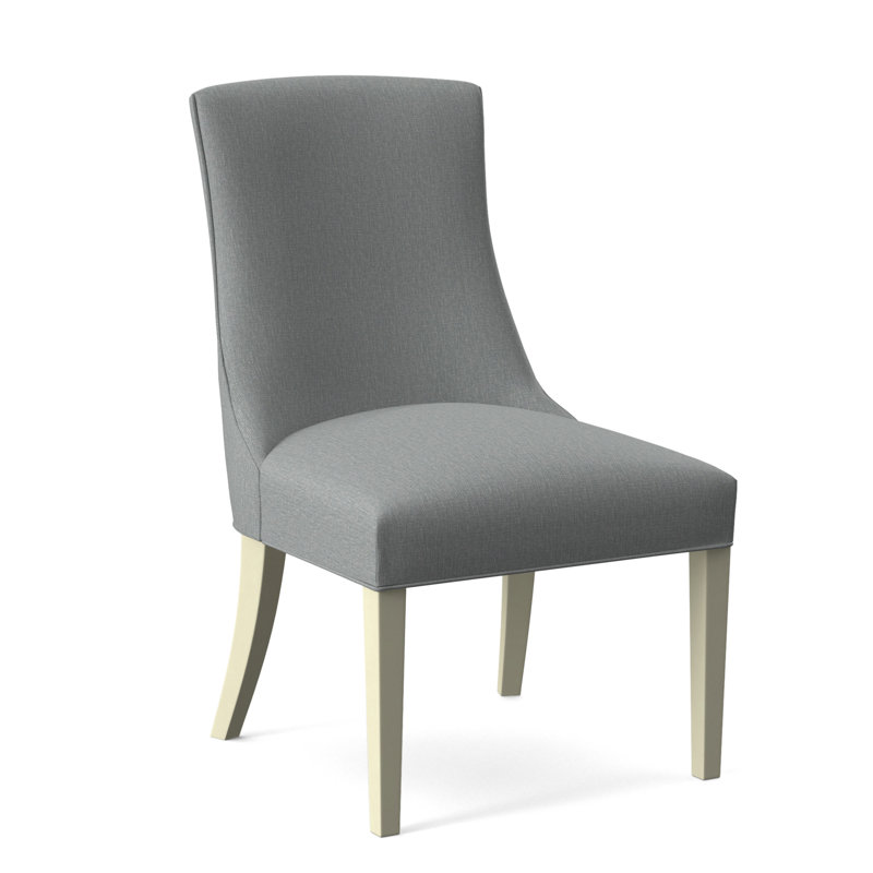 Tuxedo Slipper Dining Chair, Light Blue Performance Fabric; 0851-55, Antique Frost White Finish