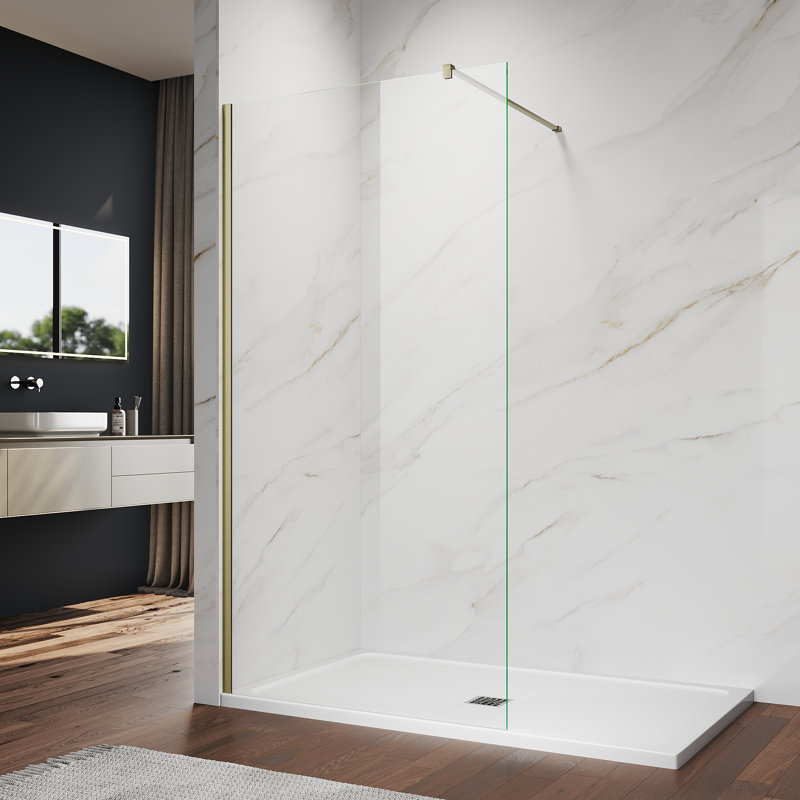 190mm H Frameless Walk In Glass Screens with Clear Glass, 190mm H x 100mm W