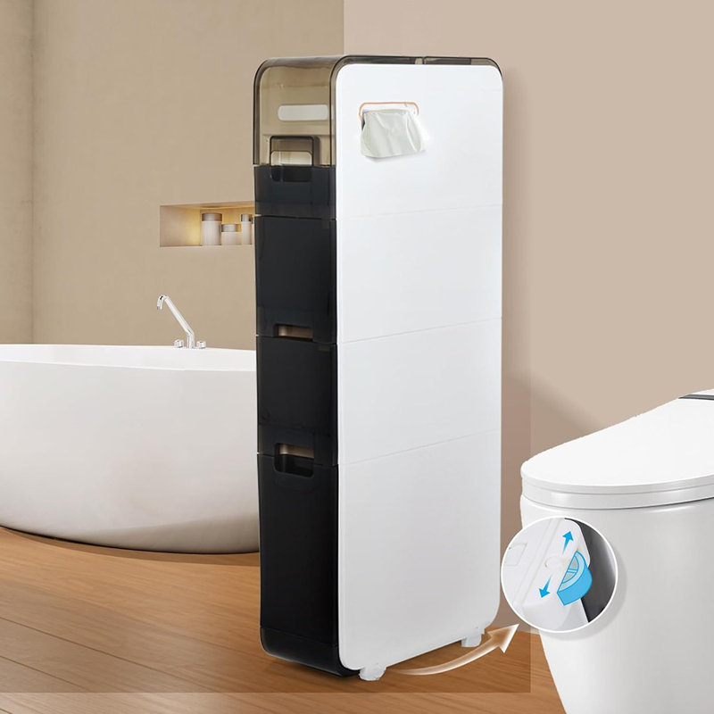 Casier de salle de bain en plastique avec tiroirs pour le salon, la salle de bain, la cuisine, la chambre et d'autres petits articles (4 niveaux)