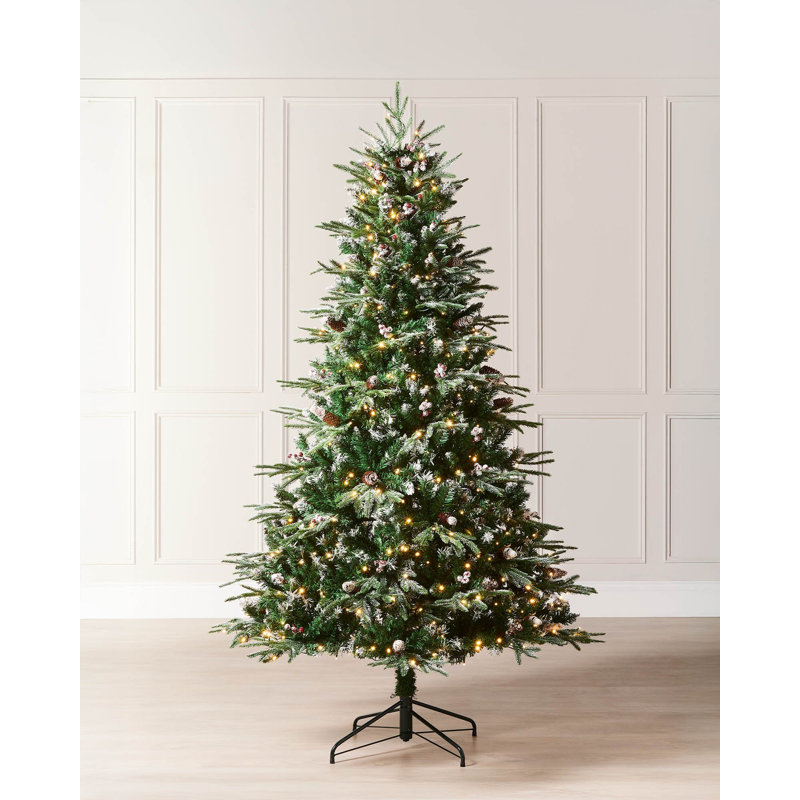 Green Realistic Spruce Christmas Tree with 500 LED Chasing Lights and Pinecones, 6' H
