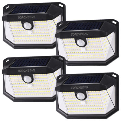 Solar Motion Sensor Lights IP65 Waterproof Outdoor Wall Lighting 6500K Pure White for Driveway Patio